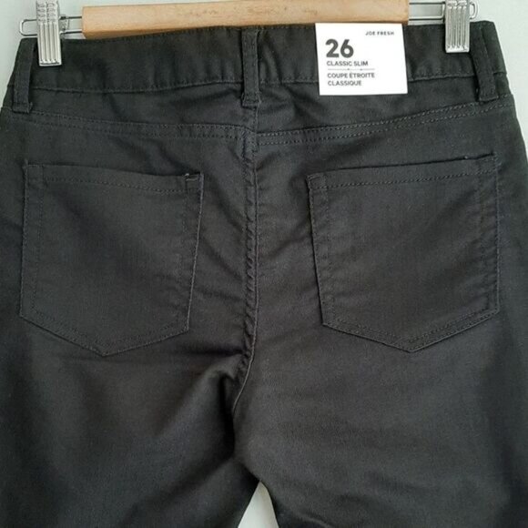 JOE FRESH Classic Slim Mid-Rise Stretch Black Jeans Sz 26 - Picture 9 of 13
